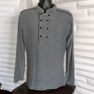 Vermonte Basic Men's Pullover Shirt Gray Long Sleeve 4-Button Size XS Casual Top